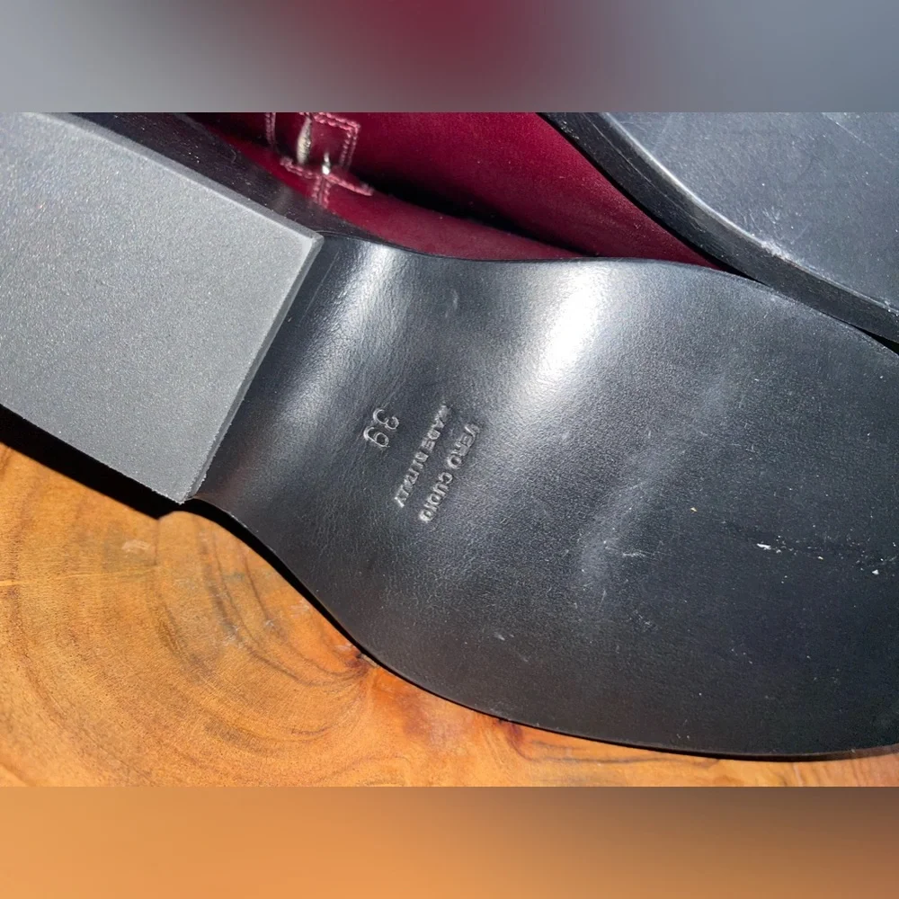 Khaite Hooper Calfskin Burgundy deep wine leather Ankle Booties - Picture 9 of 10